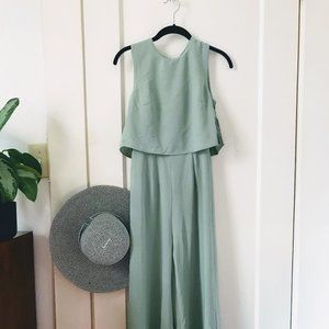NWT Lulus Mint Wide-Leg Backless Jumpsuit